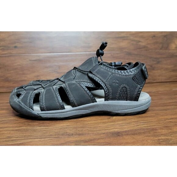 Khombu Mens Black Travis Sandals Men\'s Size 11 Adjustable w/Hook & Loop